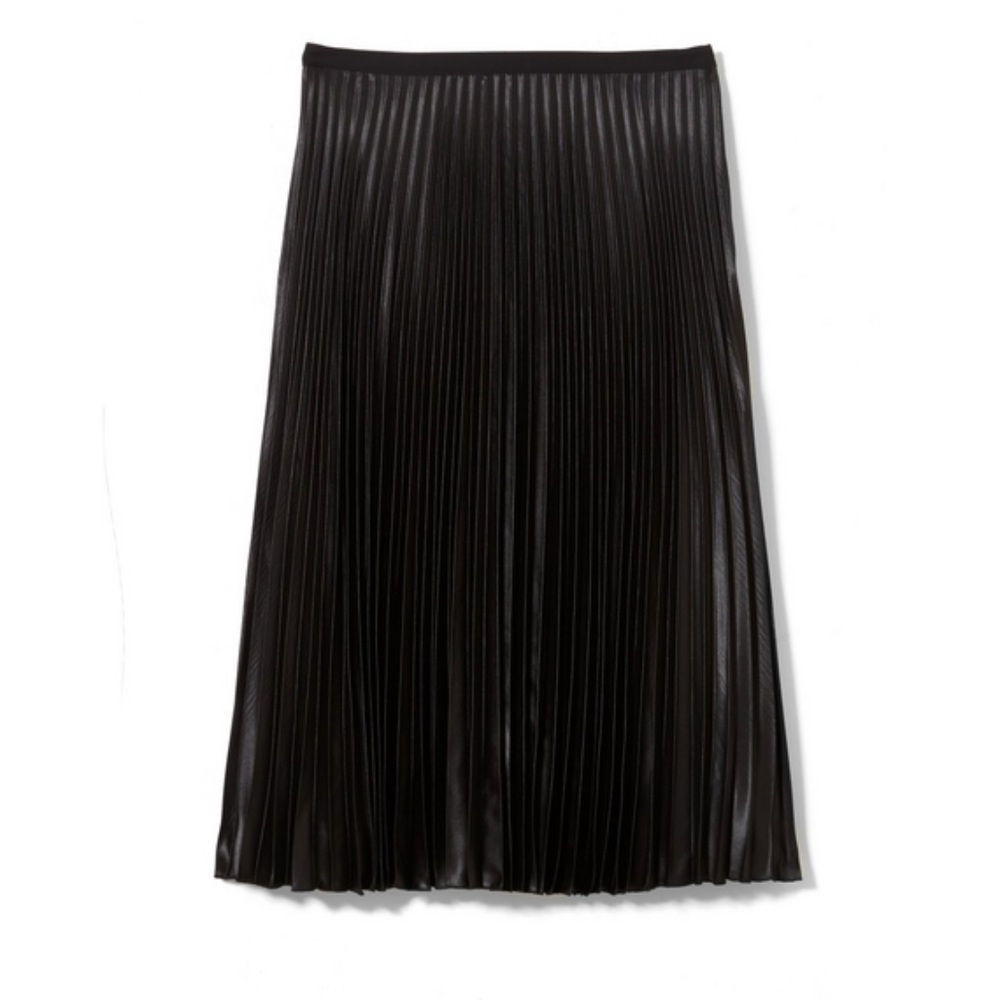 Vince Camuto Lacquered pleated black skirt